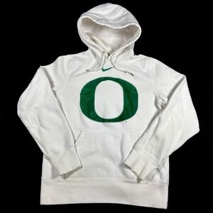 Nike Oregon Ducks Hoodie White Pullover Center Swoosh Y2K Size Small‎ Stains